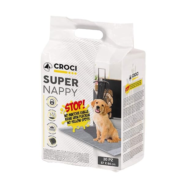 Croci Super Nappy Carbón Activado - Colchonetas Higiénicas Para Perros 57X84 Cm