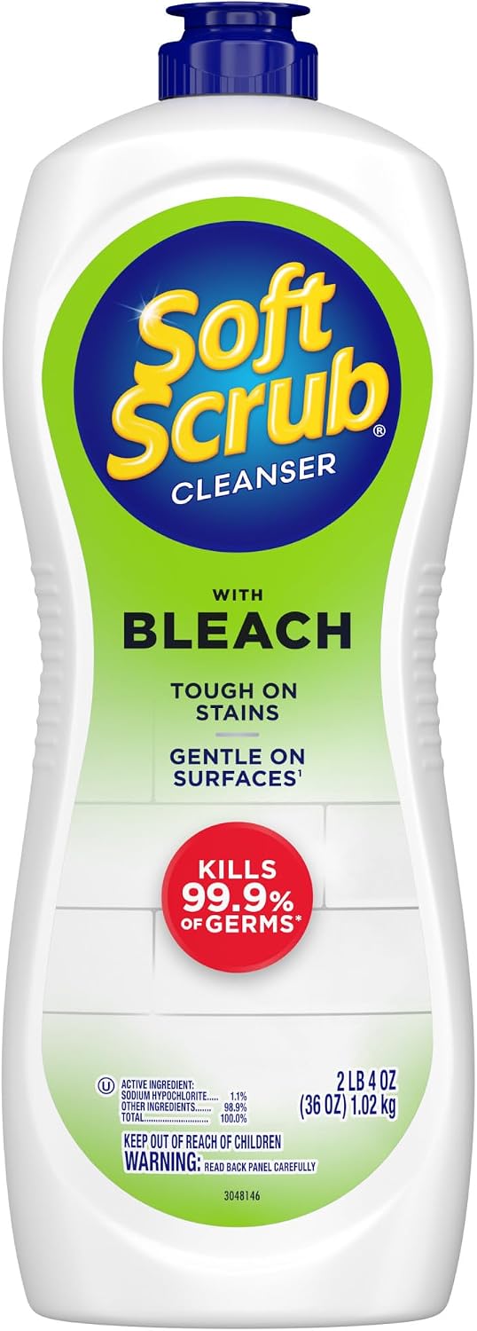 Soft Scrub Cleanser with Bleach, 36 Oz, Multi Surface Cleaner, Germ Kill