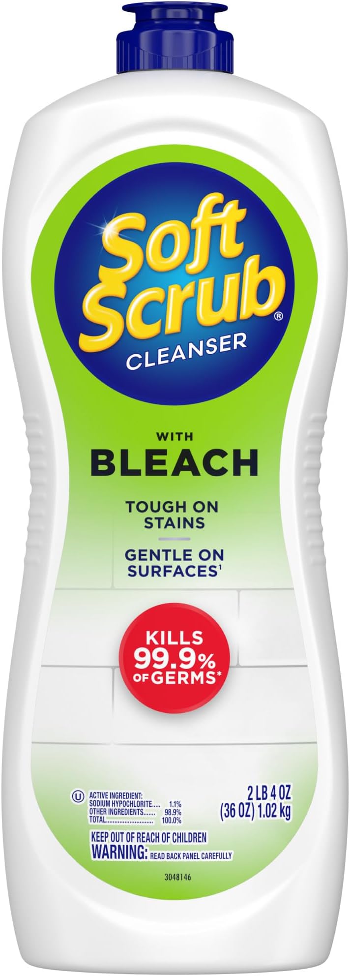 Soft Scrub Antibacterial Multi-Purpose Cleanser with Bleach Surface Cleaner, 36 Fluid Ounces