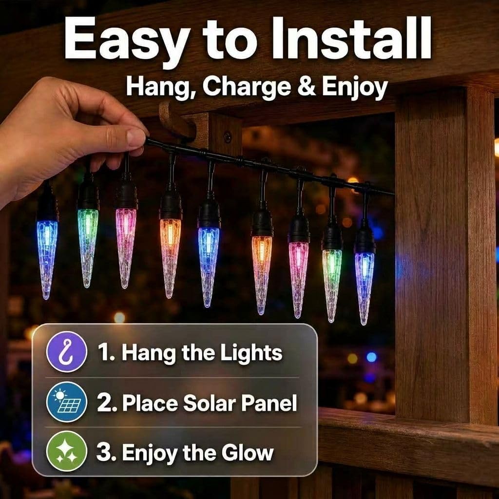 Wallsky 15FT Solar String Lights Outdoor Waterproof Solar & USB Powered image 4