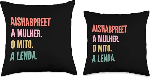 Miniatura 3 de Designs De Nomes Engraçados Para Mulher Funny Portuguese First Name Design-Aishabpreet Throw Pillow 16x16 Multicolor