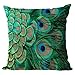Nunubee Housse de Coussin de Paons Colorés Lin 45 x 45 cm Taie d'oreiller de Décoration de la Maison Voiture Lit Canapé, Modèle 16