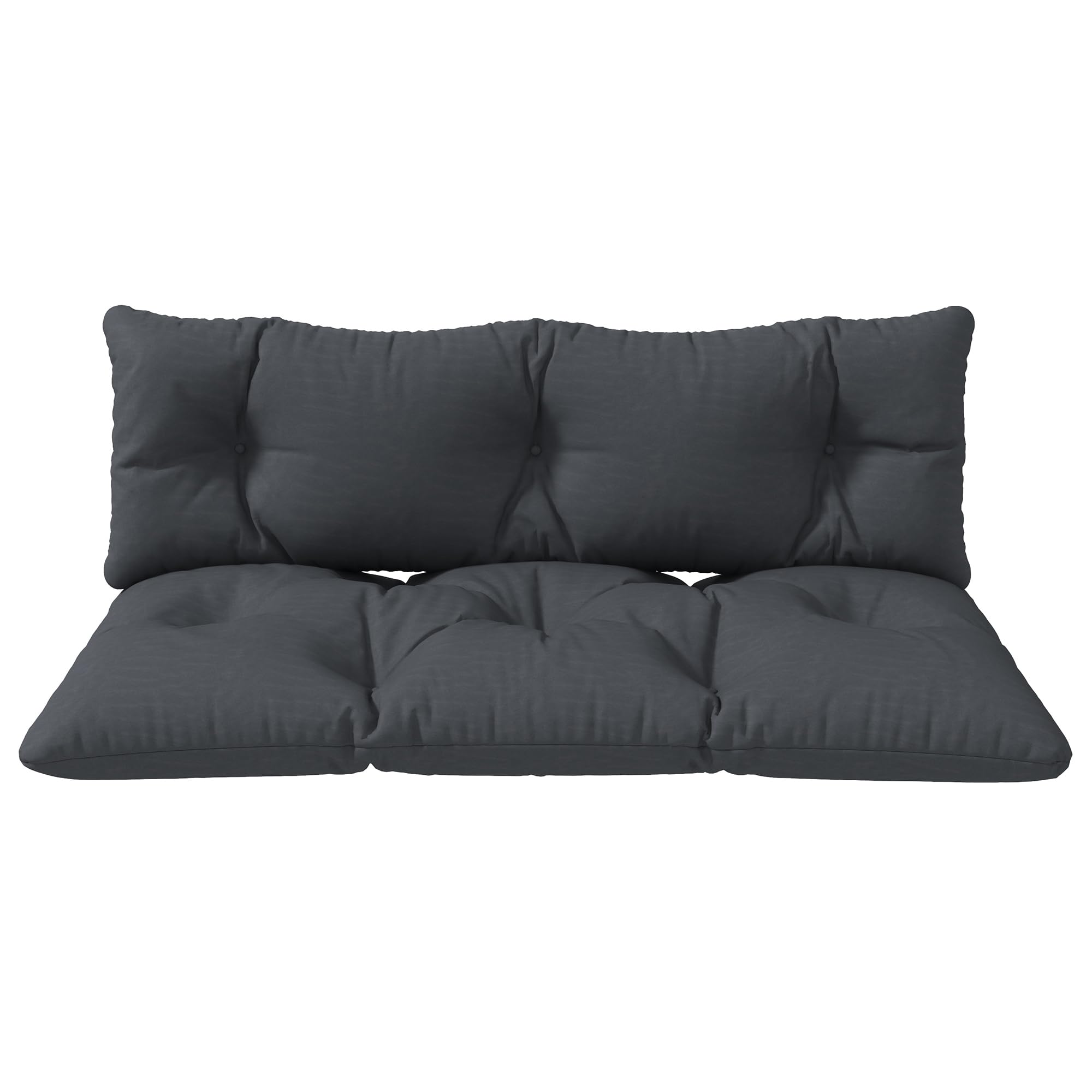 Outsunny Set 2 Pezzi Cuscini per Pallet per Schienale e Seduta con Imbottitura Spessa, Cuscini per Divano in Poliestere, per Interno ed Esterno, 120x60 cm, Grigio Carbone