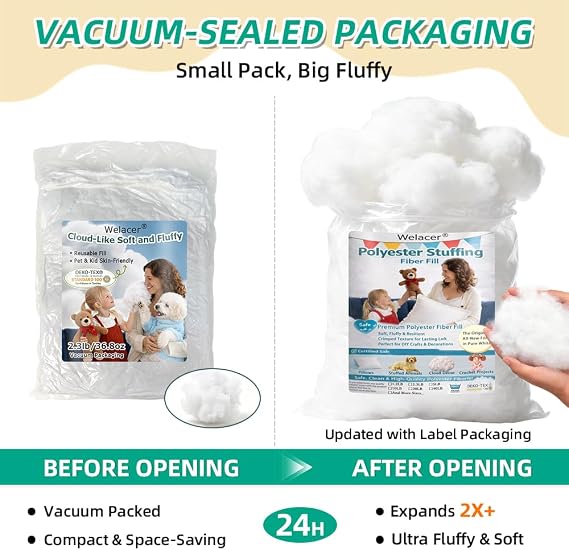 Welacer Polyfill Stuffing for Stuffed Animals,10oz/283g for DIY Crafts