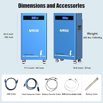 15kwh Lifepo4 48V 300Ah Lithium Battery, Build in 16S 200A BMS Deep Cycle with CAN and RS485 Communication Interface, Ideal for Home Energy Storage, RV, Solar, Off-Grid 51.2V 300Ah