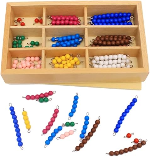 DANNI Niños Matemáticas Aprender Juguetes Montessori Madera Matemáticas Juguetes Educativos Colorido Tablero de Ajedrez Cuentas Juguete Matemáticas