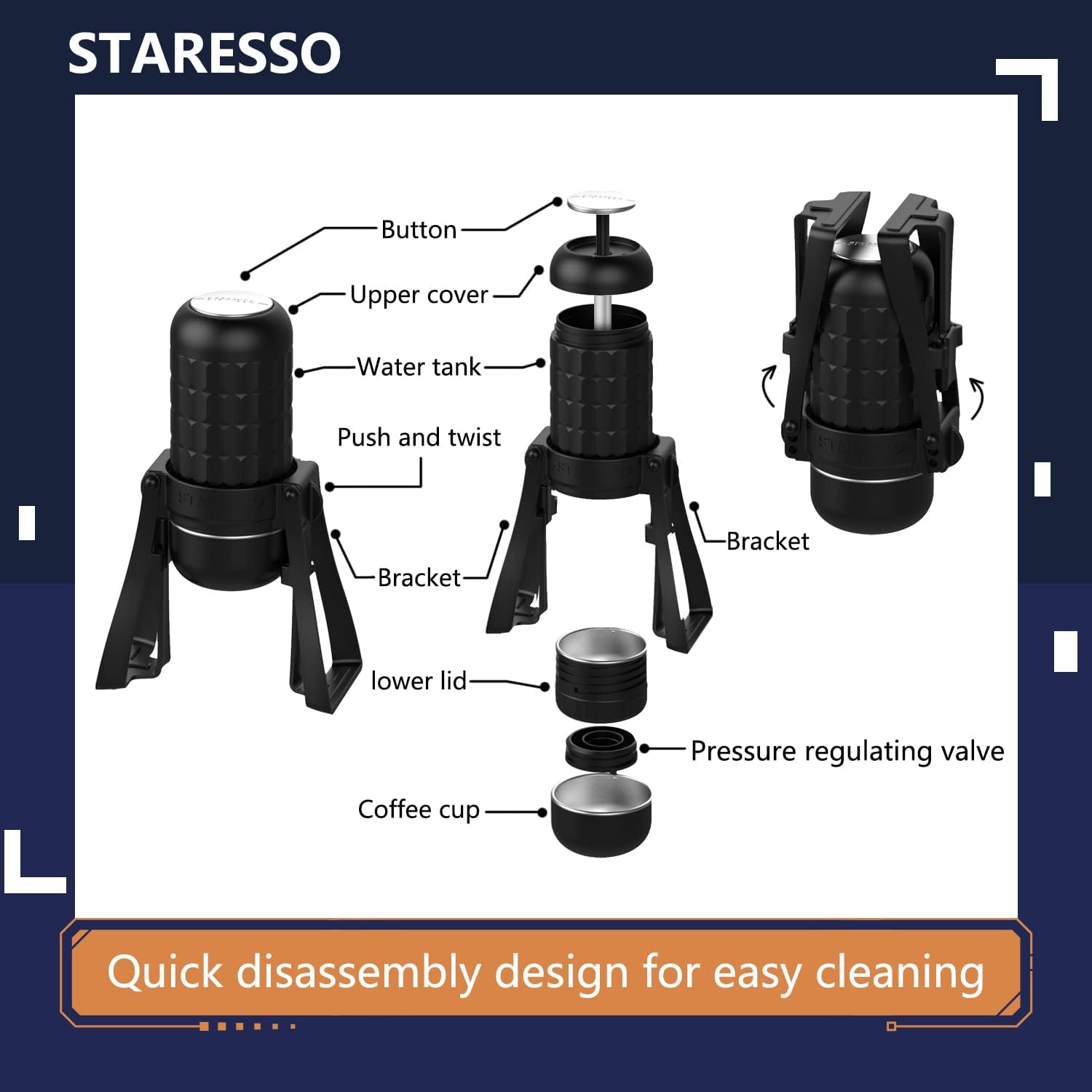Compre Cafetera portátil STARESSO, Cafetera de café espresso portátil  especializado, Cafetera de viaje, Cafetera manual de automóviles, Gadgets  de camping, Regalos de café para amantes del café online en Guatemala.  B09HH3LJQN
