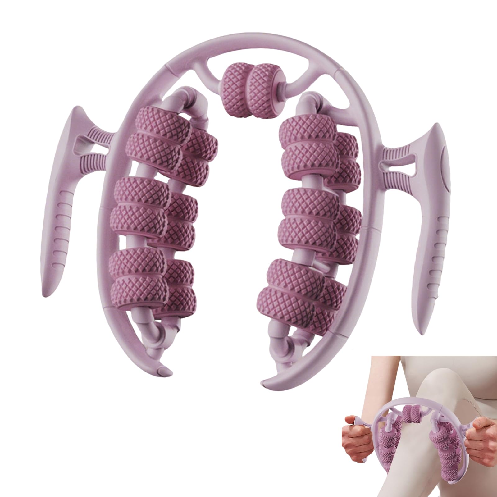 360 Degrés Rotation Jambe Pince Masseur, Masseur Manuel Anti-Cellulite, pour Cuisses, Jambes et Fesses Stimulation Fasciale et Drainage Lymphatique(Rose)