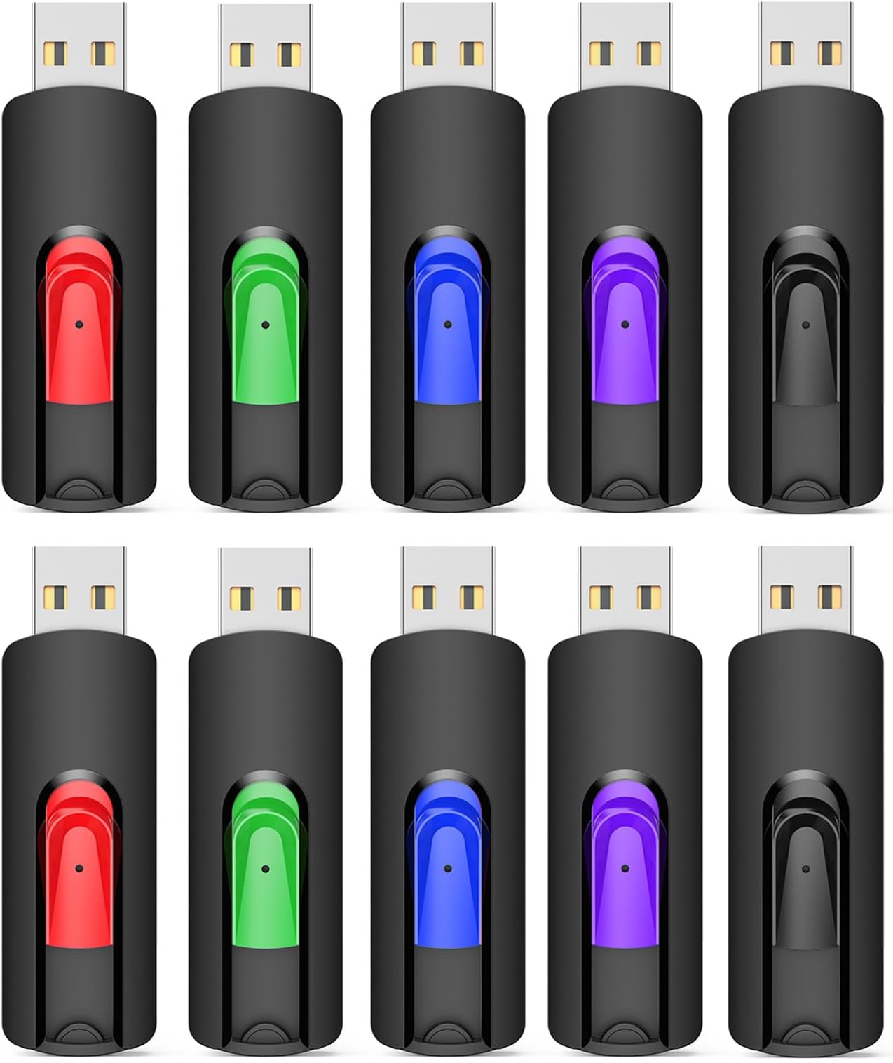 KOOTION 10 Pack 16GB USB Flash Drives Retractable Bulk USB 2.0 Memory Sticks, Portable Pen Drives