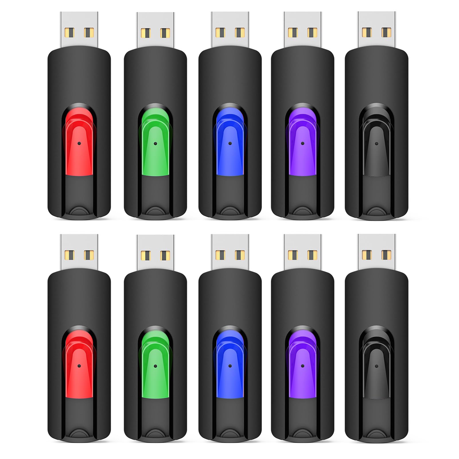 KOOTION 10 Pack 16GB USB Flash Drives Retractable Bulk USB 2.0 Memory Sticks, Portable Pen Drives