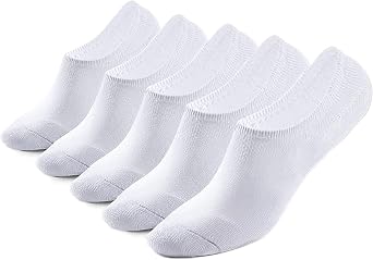 1SOCK2SOCK Mens No Show Socks 5 Pack, Invisible Thin Cotton Liner, Anti-slid, Ankle Low Cut