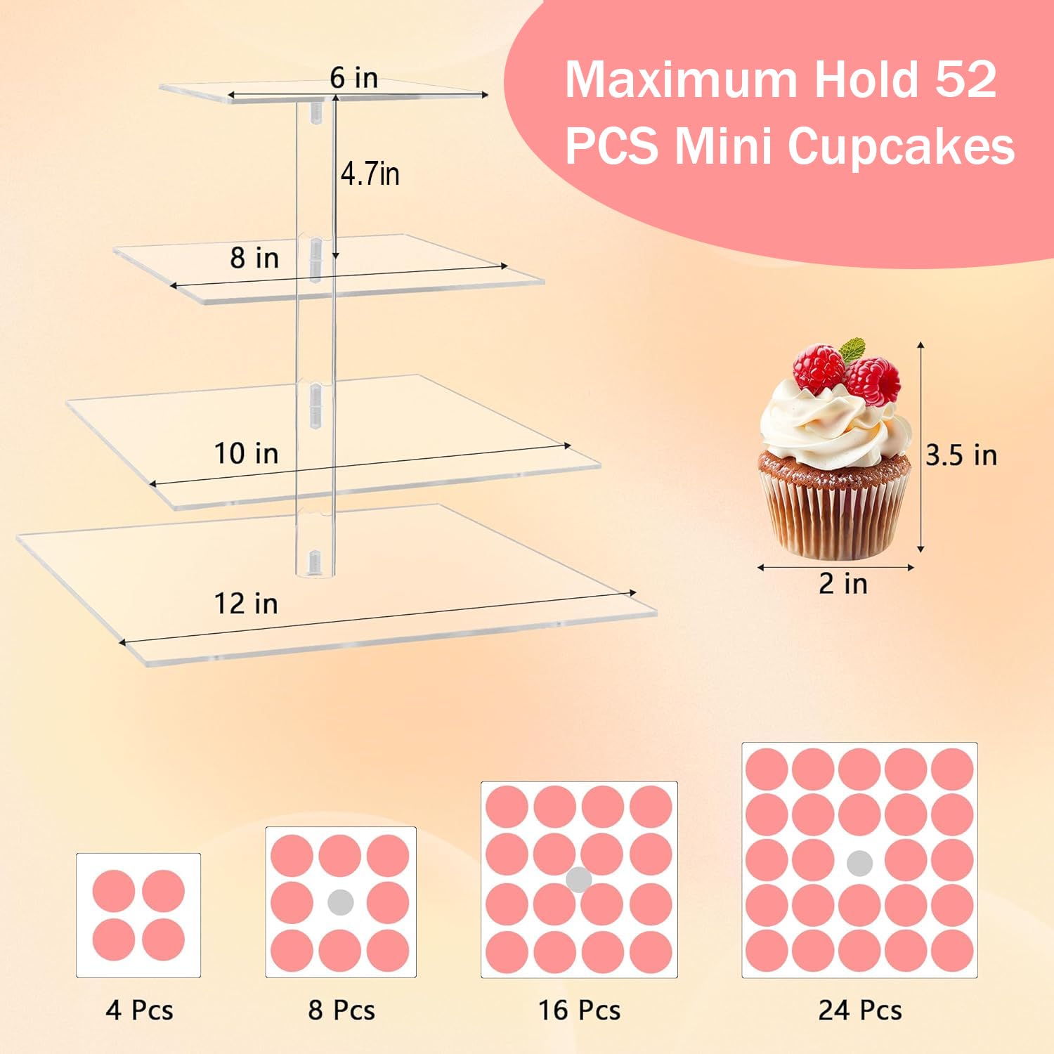 YestBuyÃ‚® 4 Tier Maypole Square Wedding Party Tree Tower Acrylic Cupcake Display Stand (15.1 Inches)Ã‚­ by YestBuy