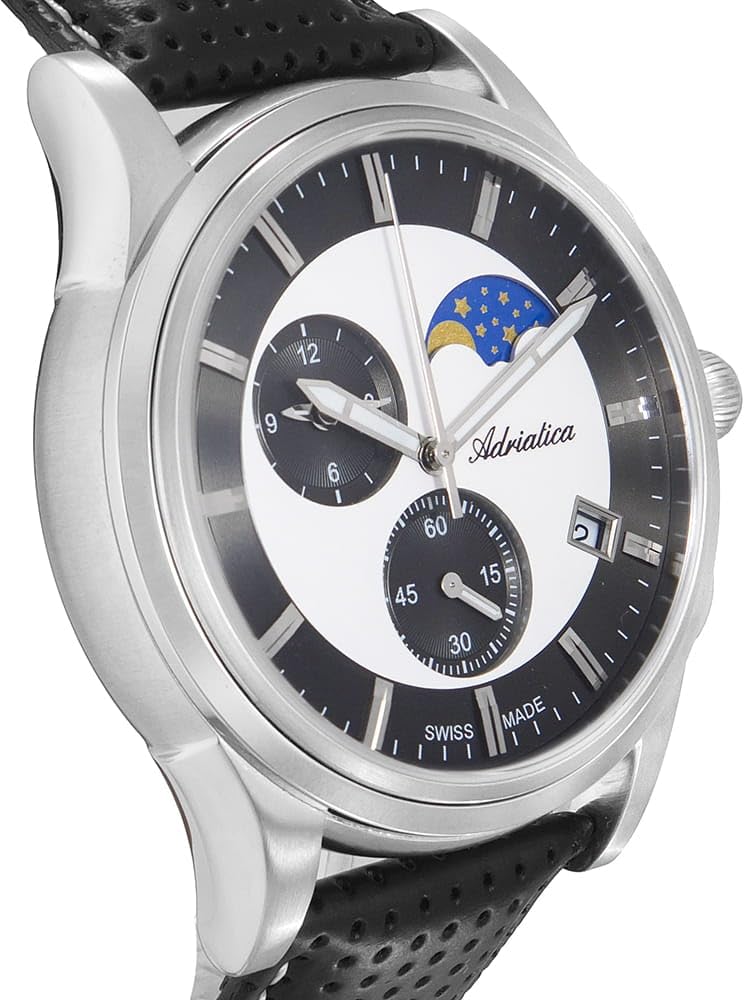 Adriatica Męski Zegarek A8282.5213CH z Paskiem Skórzanym, Mechanizm Kwarcowy, Chronograf i Datownik