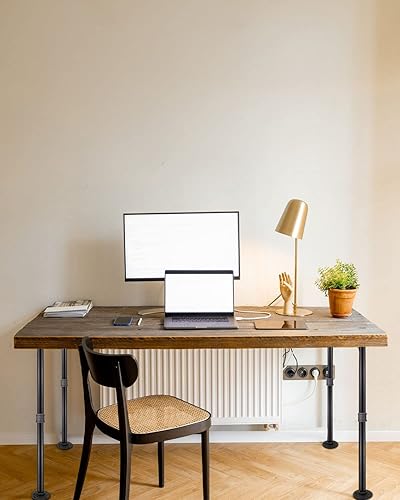 Miniatura 4 de MUZIK Juego de 4 patas de mesa de tubo industrial, patas de base de hierro para mesas auxiliares y mesas auxiliares, escritorios, mesitas de noche,