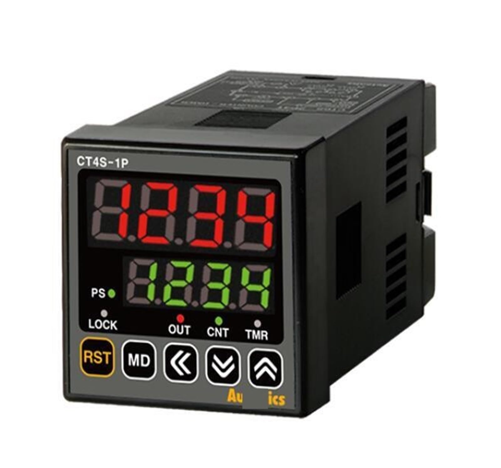 Contatore/timer CT4S-1P4, L48xA48mm, 4 cifre, LED, 1 preimpostazione, ingresso PNP o NPN, impostazione valore prescale, relè SPDT (1c) 250 V CA 5 A, N(PNP Input)