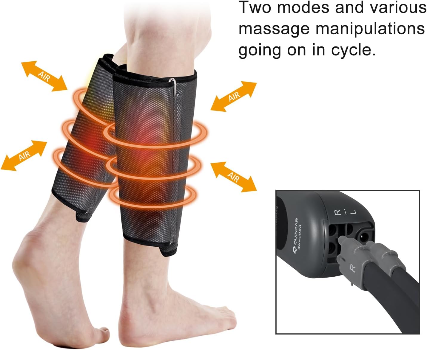 QUINEAR Air Compression Leg Massager for Circulation & Pain Relief, Calf Massagers with 2 Modes & 3 Intensities, Sequential Compression Device (SCD) for RLS, Edema, FSA-HSA - Ideal Gift - Image 3