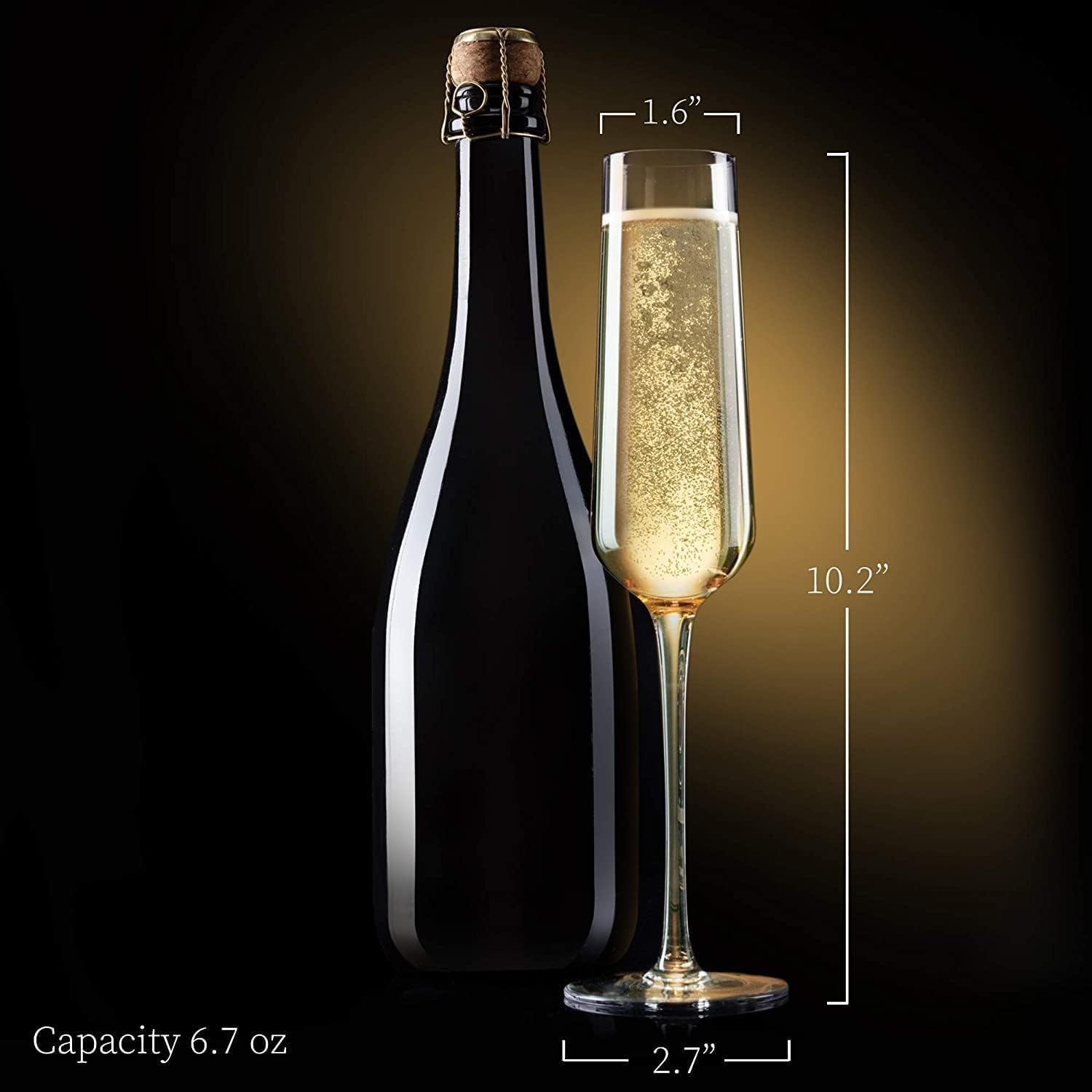 Elegant Champagne Flutes - Set of 4 Crystal Glasses -2 Elegant Champagne Flutes - Set of 4 Crystal Glasses -2