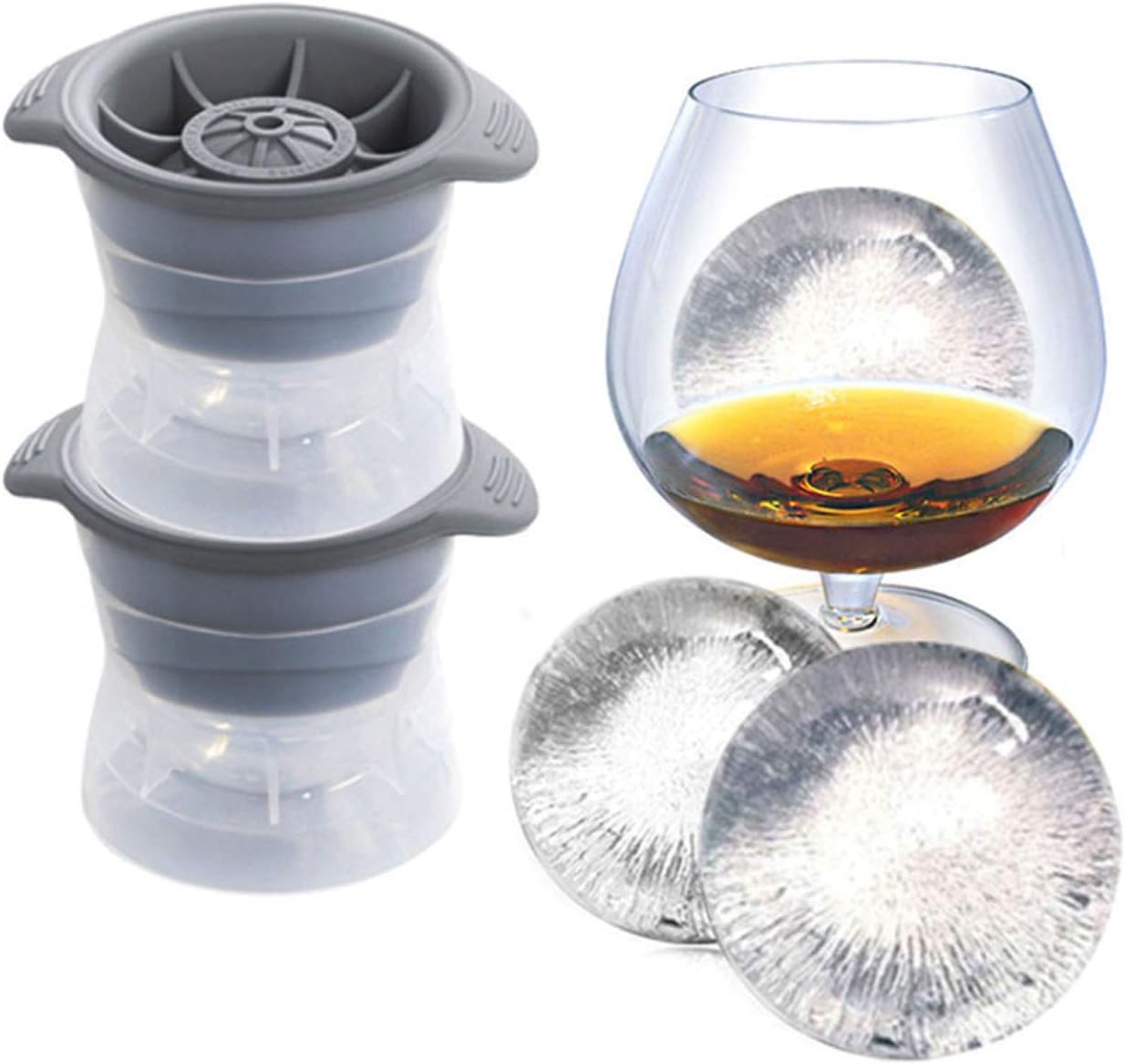 U-HOOME 2Pcs Silicone Sphere Ice Maker ball Molds Ice Hockey Mold Ice Ball Tray Creative Whiskey Drink Home Big Ice Cubes Advanced And Durable