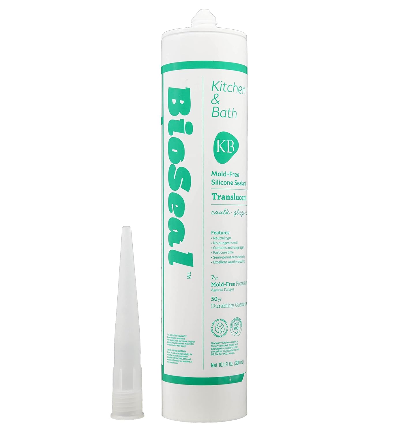 BioSeal Translucent Silicone Caulk Sealant Kitchen & Bath No Mildew/Waterproof/No Odor -Translucent (Pack of 1): Industrial & Scientific