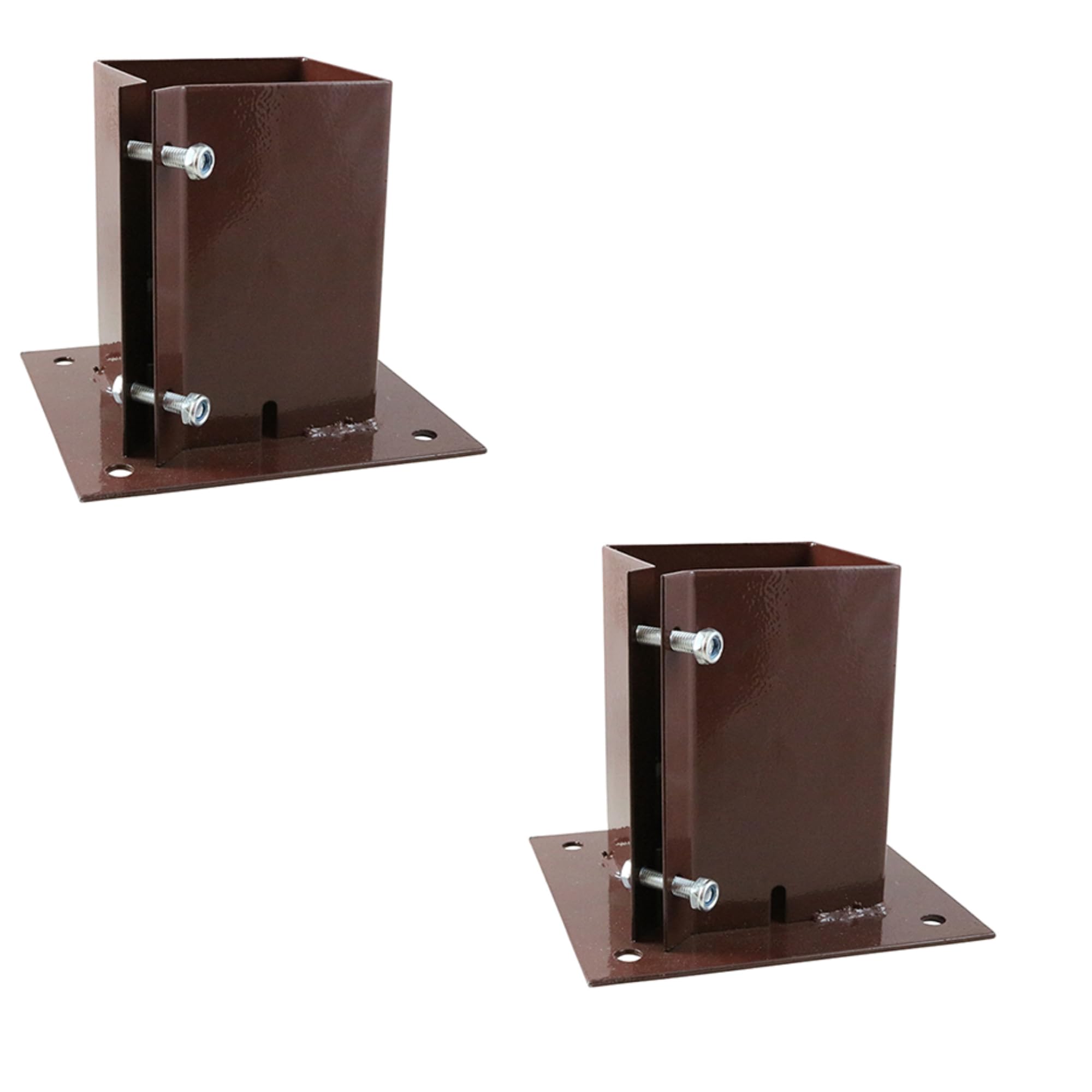 [FIXINGS DIRECT] 100x100mm Bolt Down Post Shoe Fence Post Holder Heavy Duty Red Oxide Dual Coat Weather Protection Decking Bases, Post Anchor, Pergolas, Carports 4"x4" (2 Pack (100x100mm))