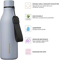 Vista 166 de BJPKPK Botellas de agua aisladas, botella de agua de metal de acero inoxidable de 18 onzas con correa, termo a prueba de fugas sin BPA, tazas