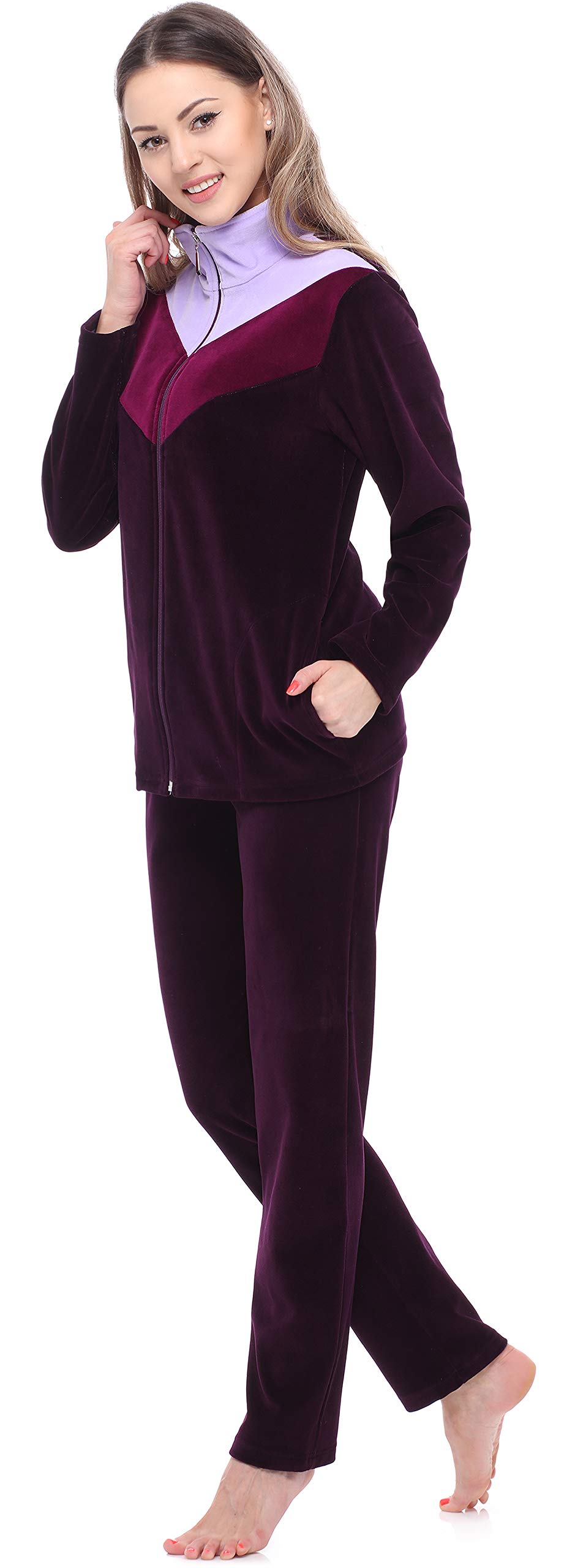 Merry Style Dres Damski z Weluru MSMG001 (Ciemny Fioletowy Śliwkowy Jasny Fioletowy(1729), 4XL)