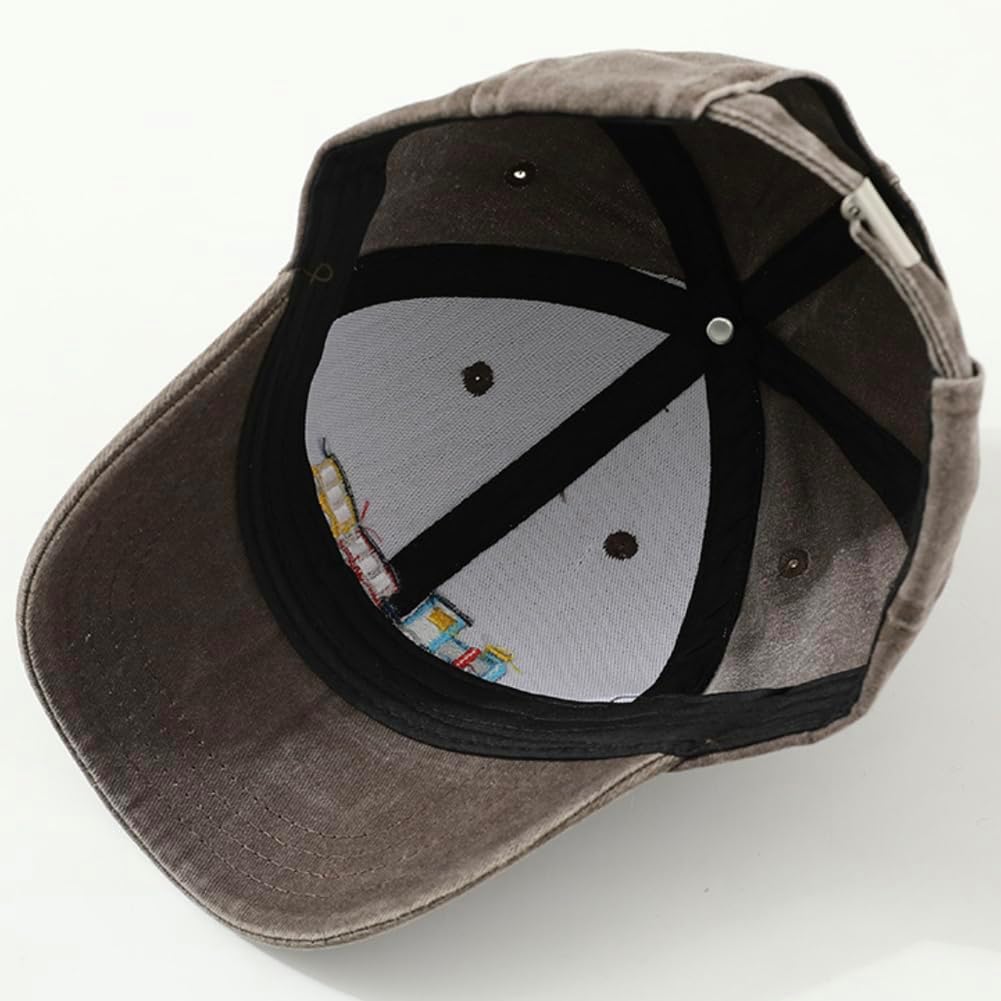 Cute Train Vehicle Embroidered Kids Baseball Caps Adjustable Cotton Washed Toddler Sun Hat Vintage Cowboy Hat - Image 6