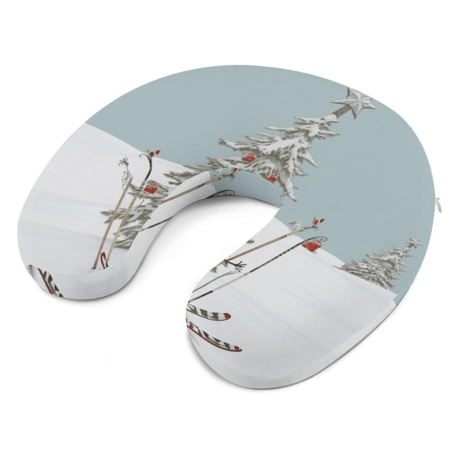 Almohada en forma de U para árbol de Navidad, núcleo de almohada de espuma viscoelástica, cojín, proporciona apoyo para el cuello, almohada de viaje, adecuada para aviones, coches, hogares y