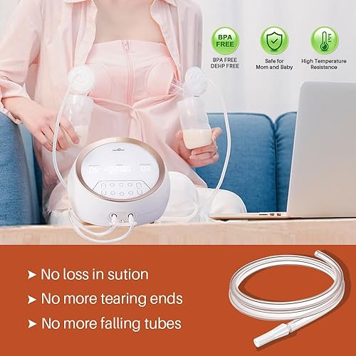 Miniatura 3 de PumpMom - Tubo de repuesto para extractor eléctrico Spectra Synergy Gold doble ajustable, sin BPA, reemplazo Spectra SG de doble potencia (no