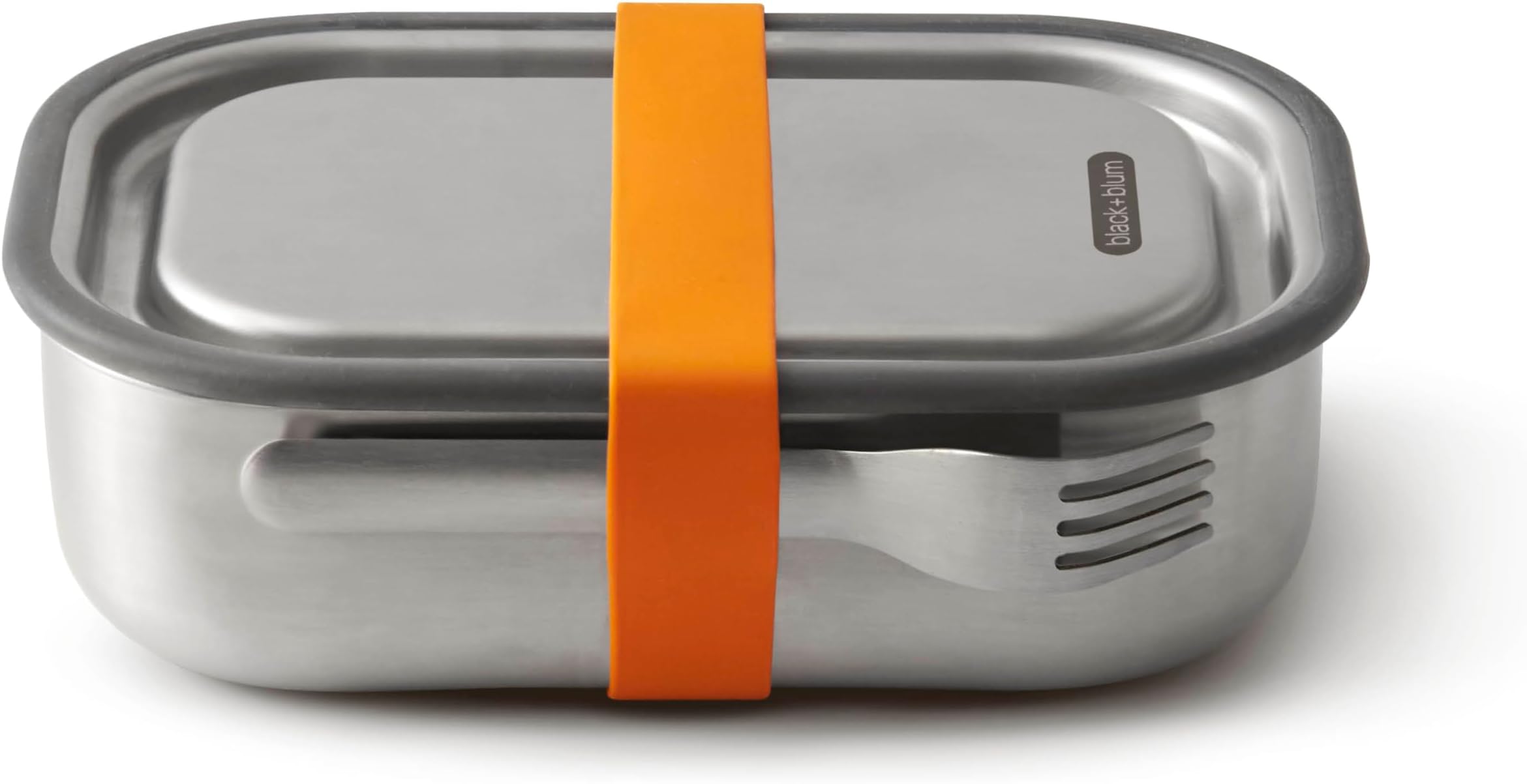 Black+Blum Stainless Steel Bento Lunch Box with Compartments | 3-in-1 Meal Prep Insulated Food Container for Adults & Kids | Vacuum Lock, Silicone Seal & Fork | Orange, 1L / 34 fl oz