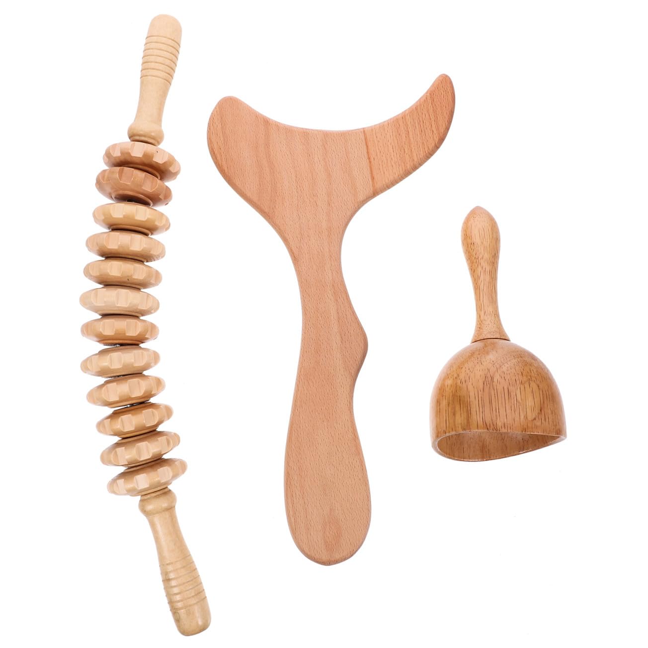 Bastone da Massaggio in Legno 3 in 1 per Muscoli e Cosce