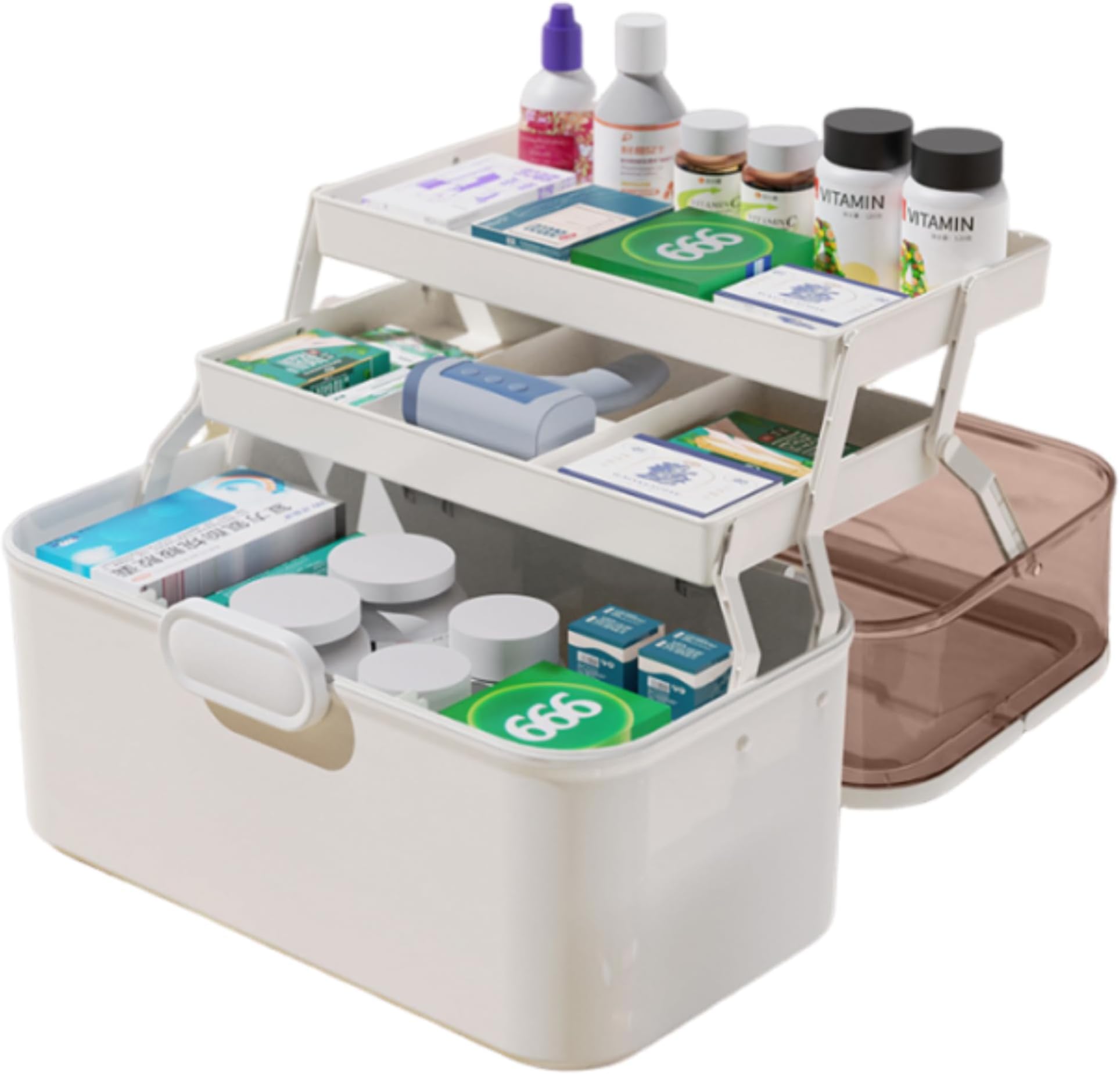 Amazon.co.jp: 東京もの屋敷 救急箱セット 薬箱 救急箱 救急セット 3層折り畳み式 大容量 持ち運び便利 多機能薬ケース (白 ...