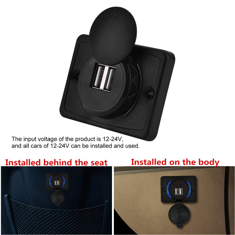 Autolader met twee USB poorten om de smartphone of tablet op te laden Autolader met twee USB poorten om de smartphone of tablet op te laden