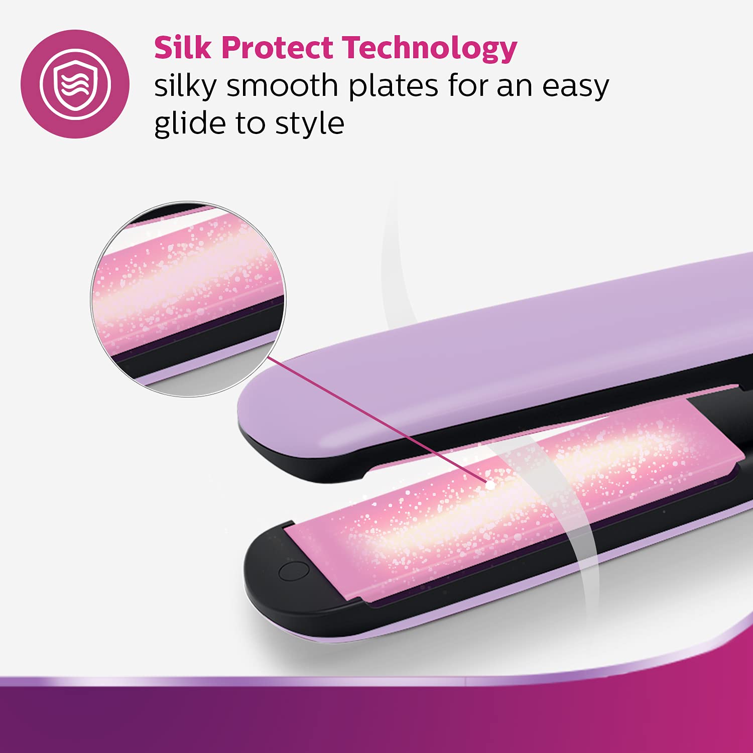 Philips BRE235/00 Corded Compact Epilator (White and Pink) for gentle hair removal at home & BHS393/40 Straightener with SilkProtect Technology. Straighten, curl, suitable for all hair types, Lavender - Image 5 thumbnail