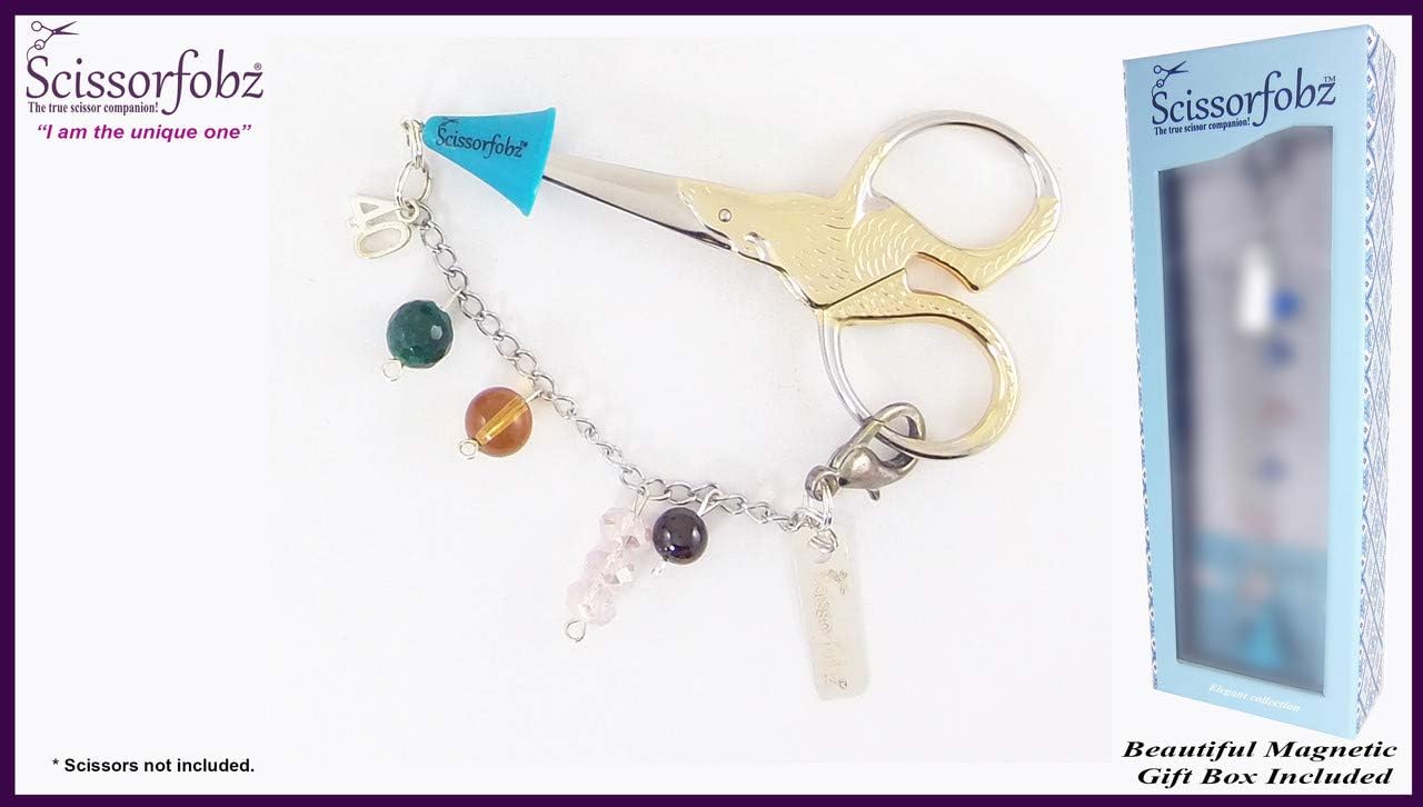 Scissors Fobs by SCISSORFOBZ-Elegant Collection - Key Ring Key chain Bracelet Wristlet Purse Backpack Bag Charm- Quilters Sewers Embroidery Gifts. Beautiful Gift Box Included. E15000752