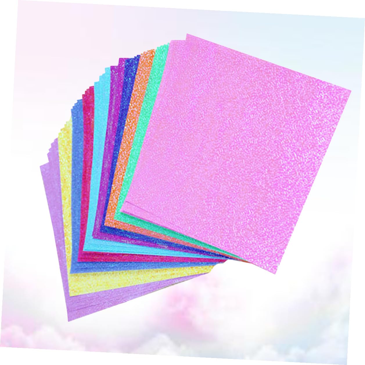 100 Stück Schimmerndes Faltpapier Buntes Bastelpapier DIY Origami papier Stabile Handgemachte Glitzer papiere für Scrapbooking Grußkarten Bastelprojekte Zufällige Zufällige Farbe