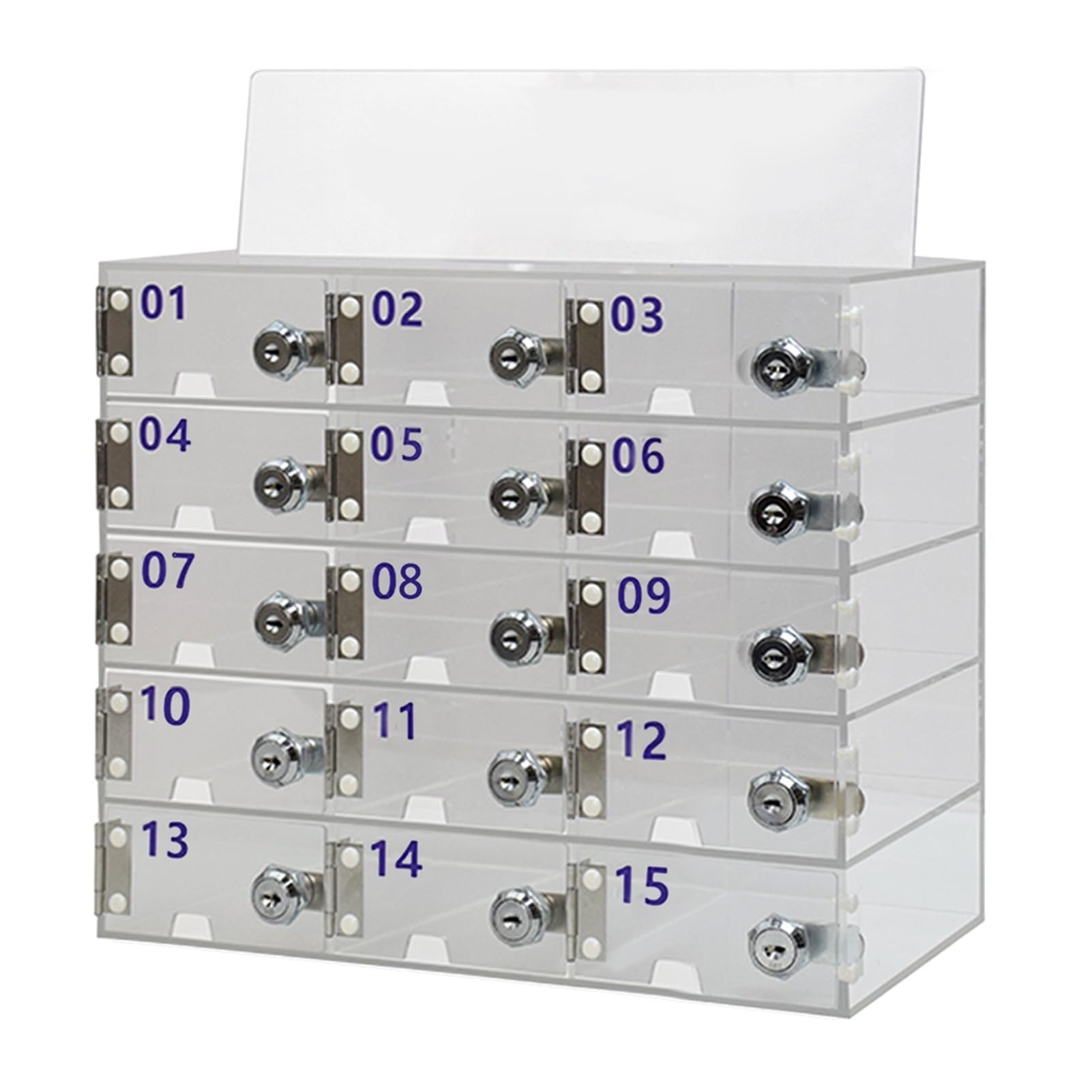 Caja de Almacenamiento Segura de acrílico Transparente para teléfono Celular, Soporte para 15/20/25 bits, casillero con Orificio roscado de Carga Reservado para la Escuela (15 bits)