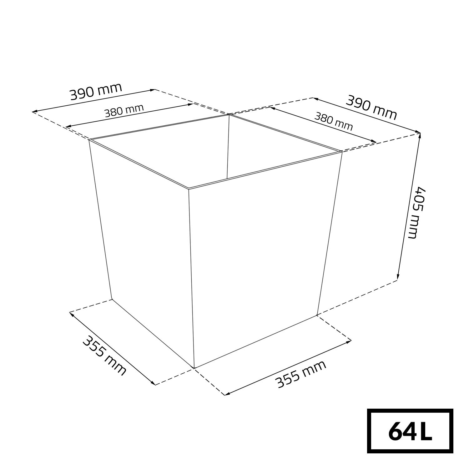 Prosperplast 64L Blumentopf Pflanzkübel inkl. Einsatz quadratisch in Rattan-Optik Kunststoff H 40,5 cm braun
