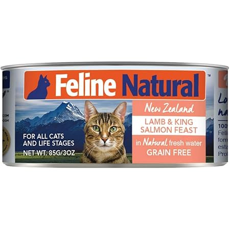 Amazon Com Feline Natural Bpa Free Gelatin Free Canned Cat Food Lamb Salmon 3oz 24 Pack Kitchen Dining