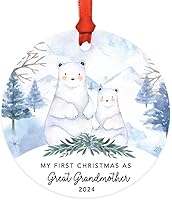 Vista 101 de Andaz Press Adorno de recuerdo de Navidad de metal redondo personalizado para la familia, My First Christmas As Gigi 2024, acuarela de osos polares