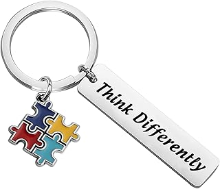 POTIY Think Differently Gift Autism Gift Think Differently Keychain Special Education Teacher Gift Sped Gift, Think differently, Small