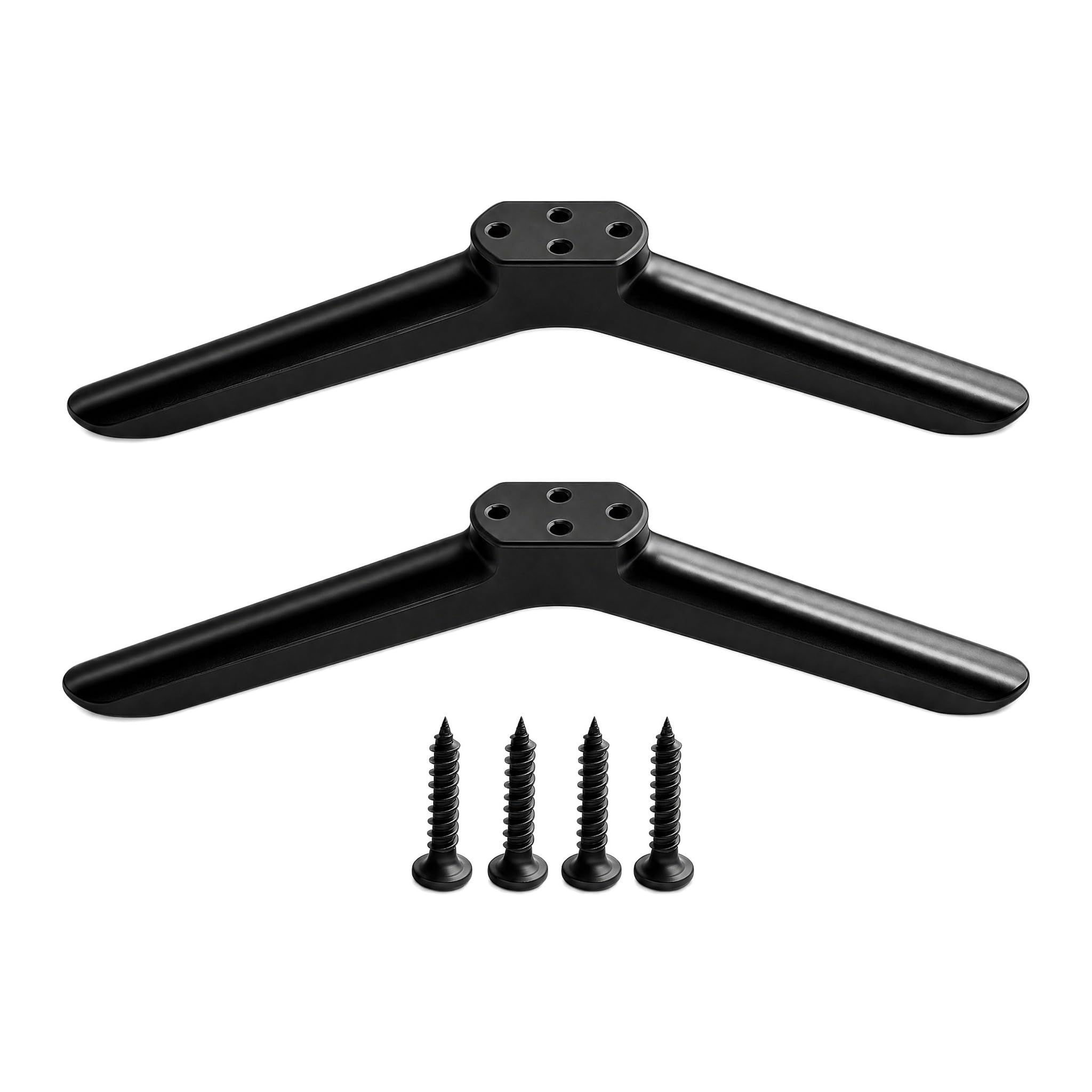 FeiatPogra Universal TV Stand Legs Replacement for 24-55 Inch LCD LED TVs, Sturdy Tabletop TV Feet with Non-Slip Pads, Easy Install Black ABS Plastic Pedestal Base for Most Flat Screen TVs