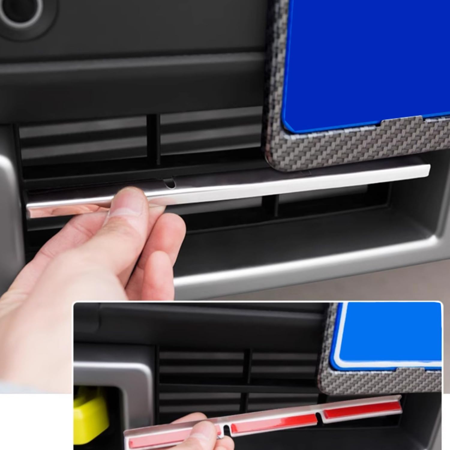 For Jetour Traveller T2 2023-2025 Steel Chrome Center Grille Grill Strip Trim 2pcs Car Accessories