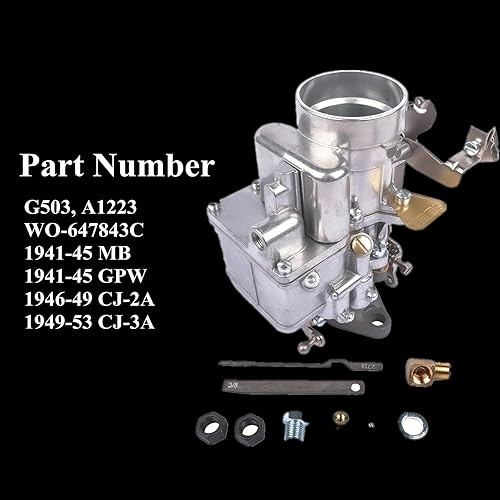 Miniatura 3 de Carter WO G503 - Repuesto de carburador para camión 1947-1950 Willys MB CJ2A GPW Army Jeep G503 636-S - CJ-2A  CJ-3A y Willys L134 Jeep 4 cyl motor