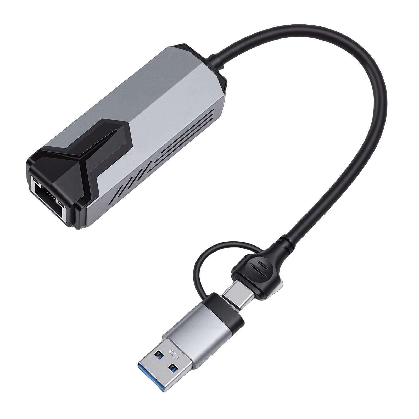 Goshyda Adaptateur Ethernet USB C vers 5 Go, Adaptateur Réseau 5 Gigabit avec Port USB A, Plug and Play en Aluminium pour Ordinateur Portable Wins 10/11 OS X Thunderbolt 4