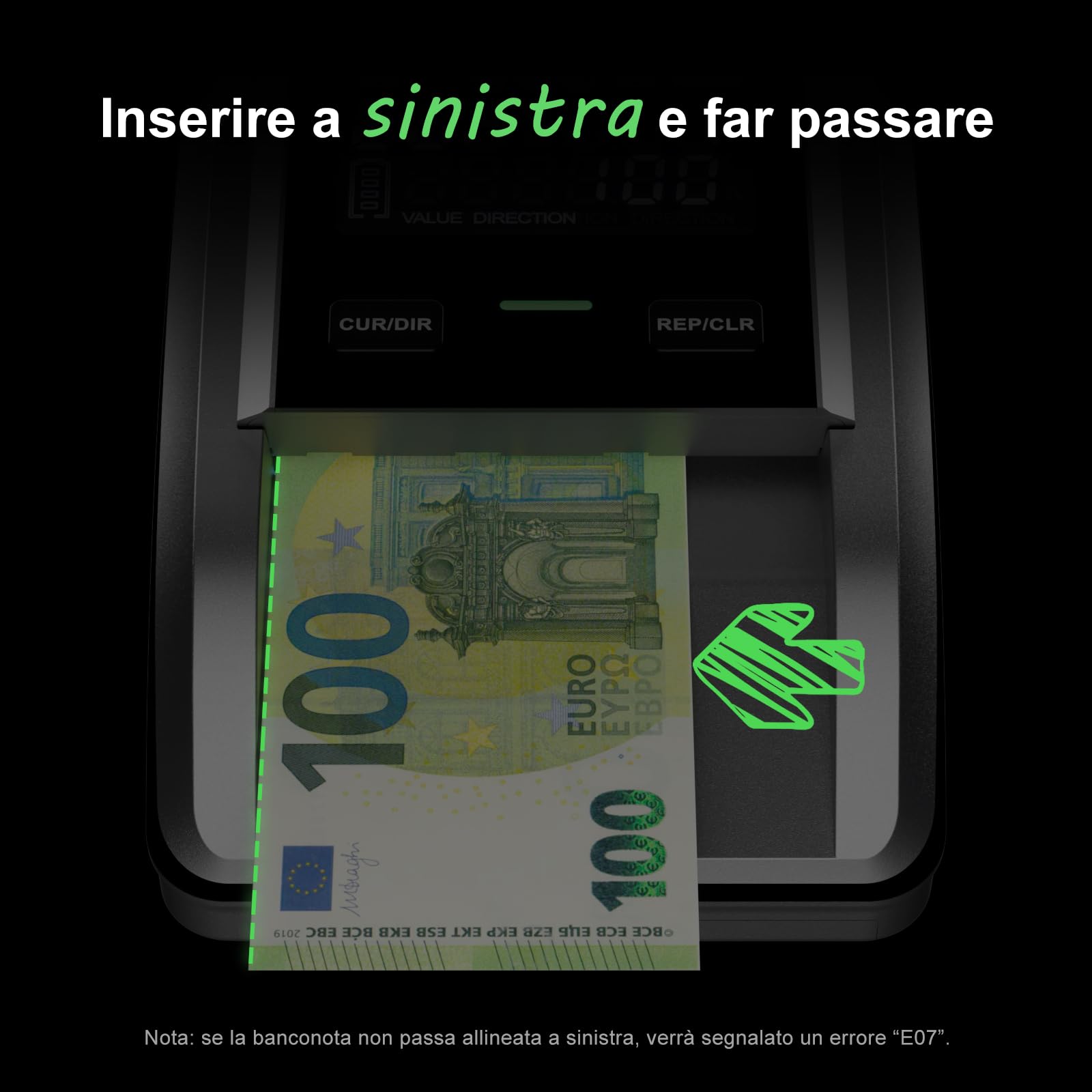 Aneken AL139 rilevatore di banconote false con 6 metodi di rilevamento, schermo digitale da 2,8", valore totale e funzione di addizione, rilevamento a 4 direzioni, compatibile con EUR/USD