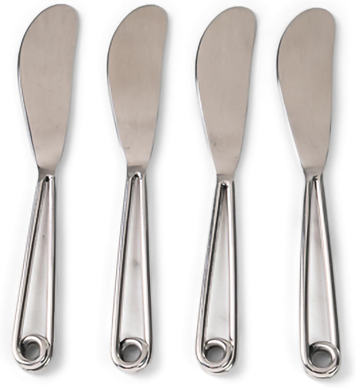 IHI EST. 1986 India Handicrafts 15882 Silver Tone Paper Clip 6.75 inch Stainless Steel Kitchen Serving Cheese Spreader Knives Set of 4
