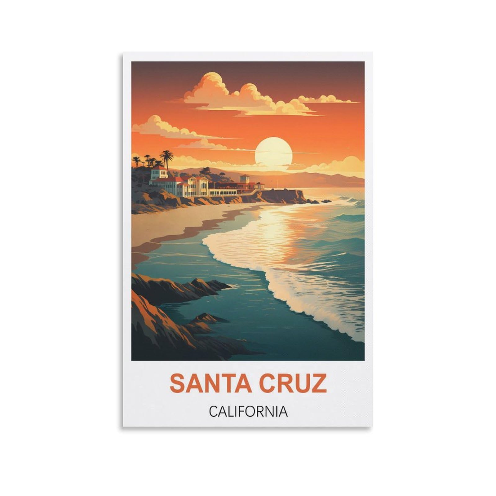 Metal Sign Tin Sign,Santa Cruz Californias,Vintage Plaques Poster Plaque Decor Retro Posters Gallery Wall Art Print 15x30cm
