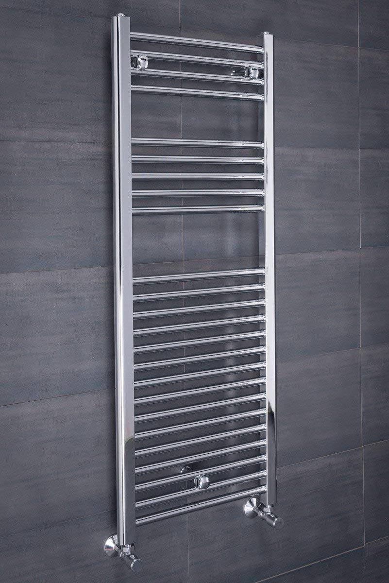 Warmehaus Contemporary Straight Bathroom Ladder Radiator Heated Towel Rail Chrome Towel Warmer Central Heating 1200 x 450mm