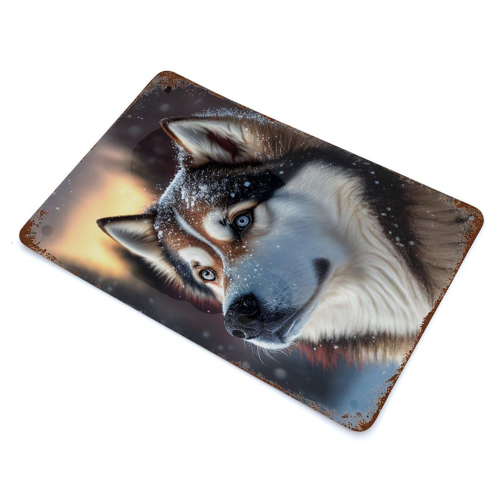 Husky Dog Snow Vintage Rust Metal Sign 11.8"x7.9", Classic Wall Plaque for Basement, Hobby Room And Garage Decor